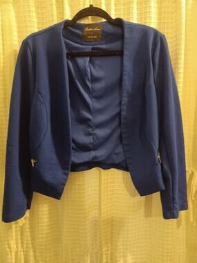 Endless Love Open-Front Cropped Royal Blue Blazer